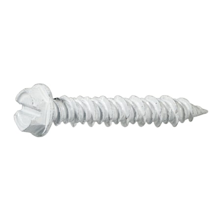 Midwest Fastener Masonry Screw, 1/4" Dia., Hex, 1-1/4" L, Steel White Ruspert, 100 PK 54471